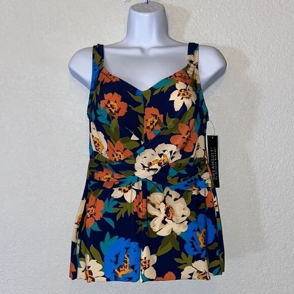 Dreamsuit Bathing Suit Ink Blue Multicolor top size 8 - Picture 1 of 8